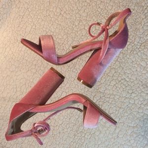 Ankle tie chunky high heels